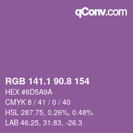 カラーコード: RGB 141.1 90.8 154 | qconv.com