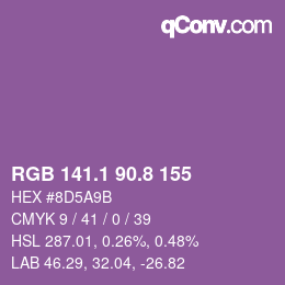 カラーコード: RGB 141.1 90.8 155 | qconv.com
