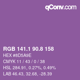 カラーコード: RGB 141.1 90.8 158 | qconv.com