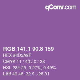 カラーコード: RGB 141.1 90.8 159 | qconv.com