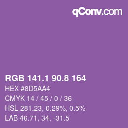 カラーコード: RGB 141.1 90.8 164 | qconv.com