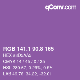 カラーコード: RGB 141.1 90.8 165 | qconv.com