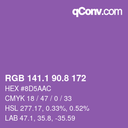 カラーコード: RGB 141.1 90.8 172 | qconv.com