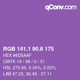 カラーコード: RGB 141.1 90.8 175 | qconv.com