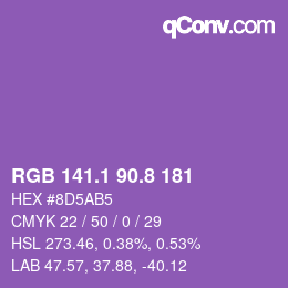 カラーコード: RGB 141.1 90.8 181 | qconv.com
