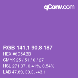 カラーコード: RGB 141.1 90.8 187 | qconv.com