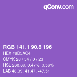 カラーコード: RGB 141.1 90.8 196 | qconv.com