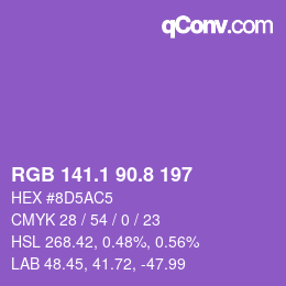 カラーコード: RGB 141.1 90.8 197 | qconv.com