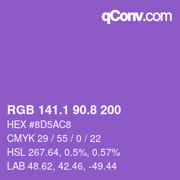 カラーコード: RGB 141.1 90.8 200 | qconv.com