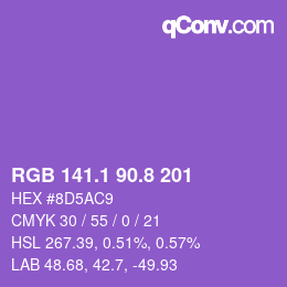 カラーコード: RGB 141.1 90.8 201 | qconv.com