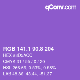 カラーコード: RGB 141.1 90.8 204 | qconv.com