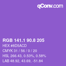 カラーコード: RGB 141.1 90.8 205 | qconv.com