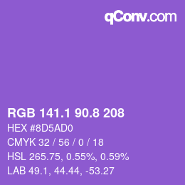 カラーコード: RGB 141.1 90.8 208 | qconv.com
