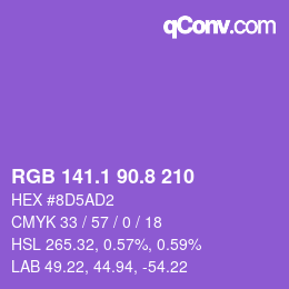 カラーコード: RGB 141.1 90.8 210 | qconv.com