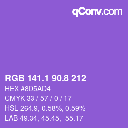 カラーコード: RGB 141.1 90.8 212 | qconv.com