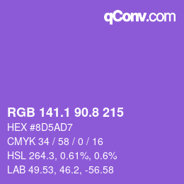 カラーコード: RGB 141.1 90.8 215 | qconv.com