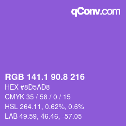 カラーコード: RGB 141.1 90.8 216 | qconv.com