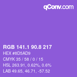 カラーコード: RGB 141.1 90.8 217 | qconv.com
