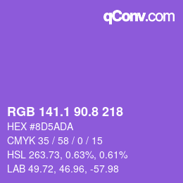 カラーコード: RGB 141.1 90.8 218 | qconv.com