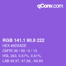 カラーコード: RGB 141.1 90.8 222 | qconv.com
