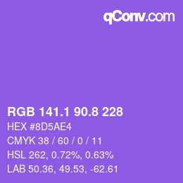 カラーコード: RGB 141.1 90.8 228 | qconv.com