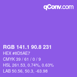 カラーコード: RGB 141.1 90.8 231 | qconv.com