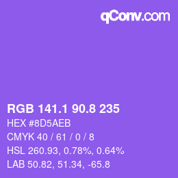 カラーコード: RGB 141.1 90.8 235 | qconv.com