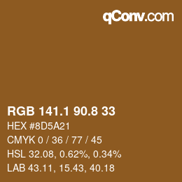 Color code: RGB 141.1 90.8 33 | qconv.com