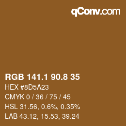 カラーコード: RGB 141.1 90.8 35 | qconv.com