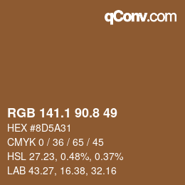 カラーコード: RGB 141.1 90.8 49 | qconv.com