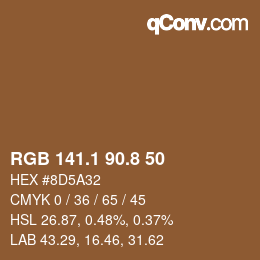 Color code: RGB 141.1 90.8 50 | qconv.com