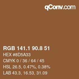 Color code: RGB 141.1 90.8 51 | qconv.com