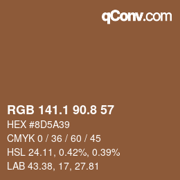カラーコード: RGB 141.1 90.8 57 | qconv.com