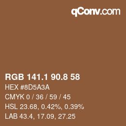 Color code: RGB 141.1 90.8 58 | qconv.com