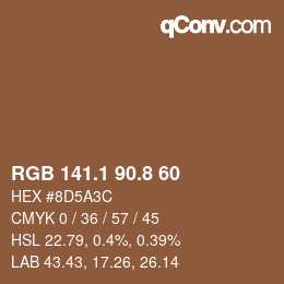 Color code: RGB 141.1 90.8 60 | qconv.com