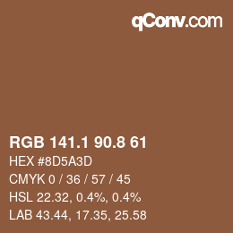 Color code: RGB 141.1 90.8 61 | qconv.com