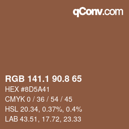 カラーコード: RGB 141.1 90.8 65 | qconv.com