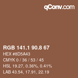 Color code: RGB 141.1 90.8 67 | qconv.com