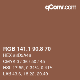 Color code: RGB 141.1 90.8 70 | qconv.com