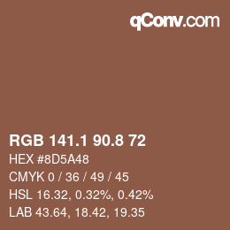 Color code: RGB 141.1 90.8 72 | qconv.com