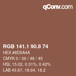 カラーコード: RGB 141.1 90.8 74 | qconv.com