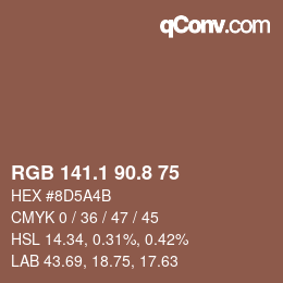 カラーコード: RGB 141.1 90.8 75 | qconv.com