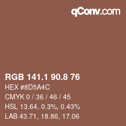Farbcode: RGB 141.1 90.8 76 | qconv.com