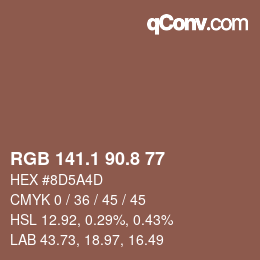 Color code: RGB 141.1 90.8 77 | qconv.com