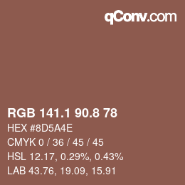 Color code: RGB 141.1 90.8 78 | qconv.com