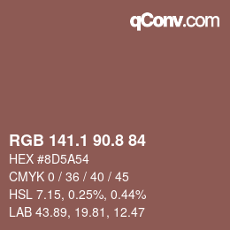 カラーコード: RGB 141.1 90.8 84 | qconv.com