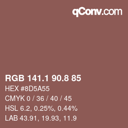 Color code: RGB 141.1 90.8 85 | qconv.com