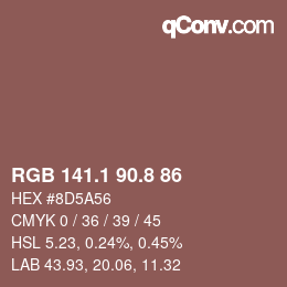 Color code: RGB 141.1 90.8 86 | qconv.com