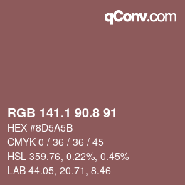 カラーコード: RGB 141.1 90.8 91 | qconv.com