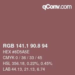 Color code: RGB 141.1 90.8 94 | qconv.com